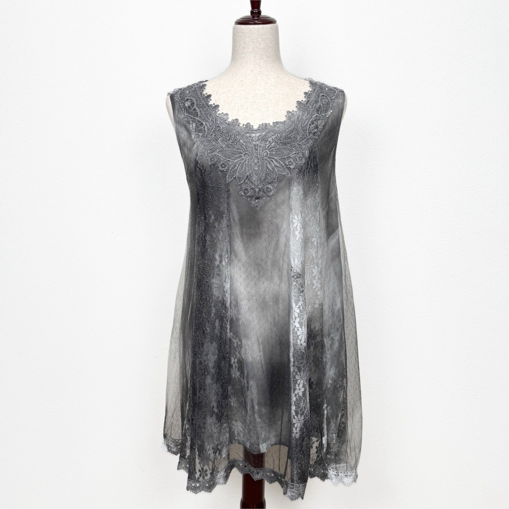 Lace Tulle Fairy Grunge Dress Womens‎ Medium Gray Whimsigoth Grunge Boho Indie